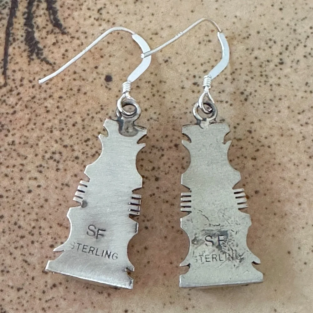 Native American made Sterling Silver Opal Earrings Navajo Artist Steve Francisco